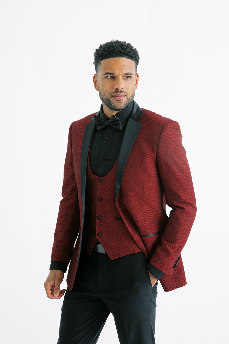 Red and black sale slim fit tuxedo