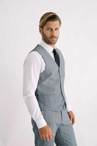 Grey Plaid Modern Fit Suit