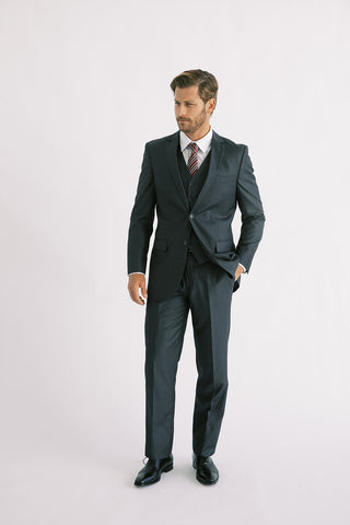 Grey Solid Modern Fit Suit