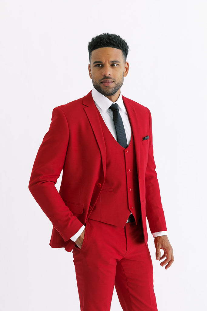 Red Ultra Slim Stretch Suit