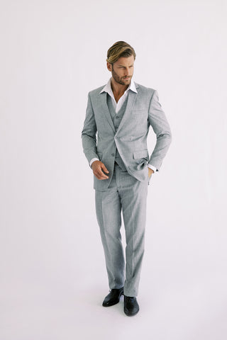 Light Grey Modern Fit Linen Suit