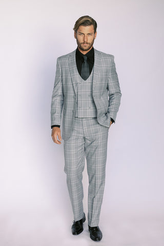 Grey Window Pane Modern Fit Suit