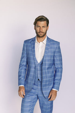 Blue Window Pane Modern Fit Suit