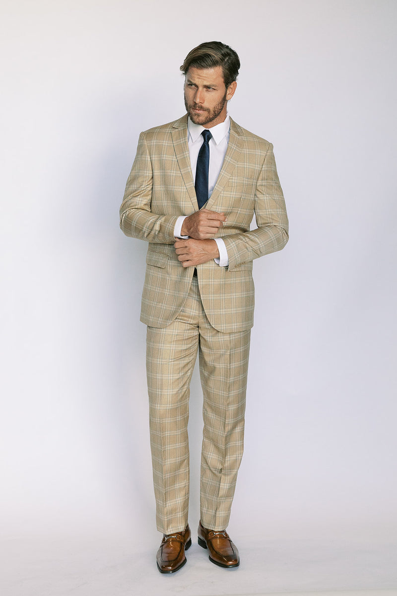 Pumpkin Window Pane Modern Fit Suit – Taylor and Black