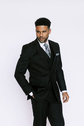 Black Striated Modern Fit Suit