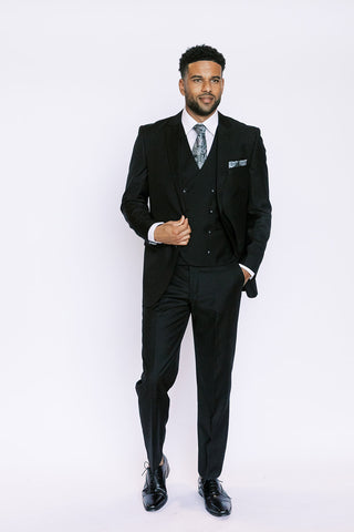 Black Striated Modern Fit Suit