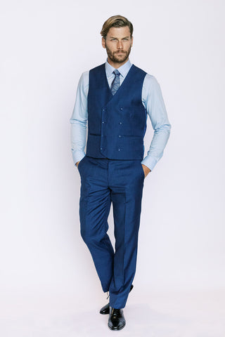 French Blue Striated Modern Fit Suit
