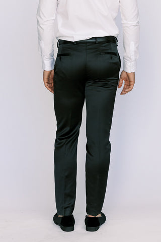 Black Flat Front Ultra Slim Satin Pant