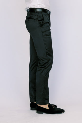 Black Flat Front Ultra Slim Satin Pant