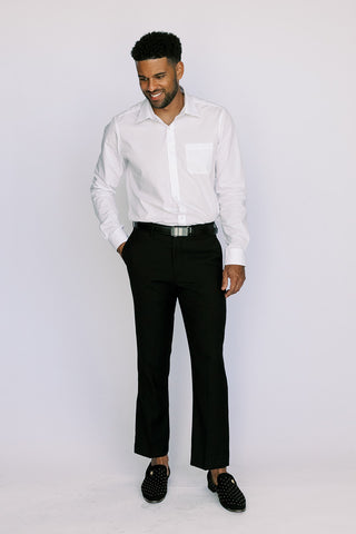 Black Flat Front Modern Fit Dress Pant Taylor and Black Black Flat Front Modern Fit Dress Pant Taylor and Black