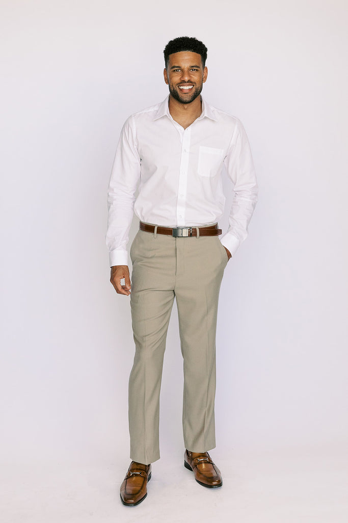 Tan Flat Front Modern Fit Dress Pant – Taylor and Black