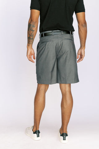 Charcoal Pleated Expandable Waist Performance Short