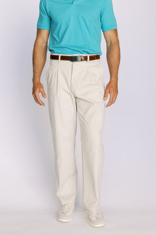 Stone Pleated Straight Stretch Chino Pant