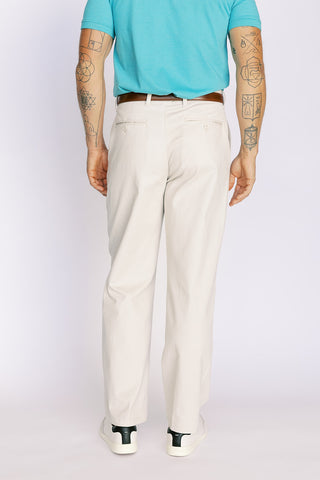Stone Pleated Straight Stretch Chino Pant